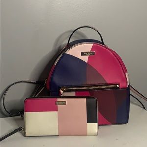 Kate Spade Multi Colored Mini Backpack with Wallet